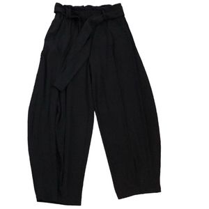 Anthropologie Paper-bag Black Wide Legged Tapered Pants with Pockets Size XS
